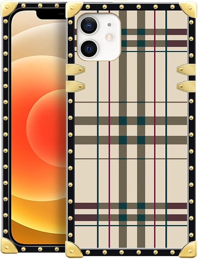Compatible with iPhone 11 Case, Black Red Beige Stripes Luxury Golden Decoration for Girl Women Soft TPU Shockproof Protective Hard PC Back for iPhone 11