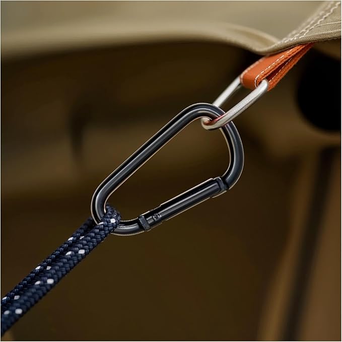 Black Carabiner Clip, Includes Mini 2 Inch Carbineers, Small 2.3" D Ring Clip, Large 3 Inch Carabiner Heavy Duty, Aluminum Caribiner Keychain Hook for Backpack Hiking Camping