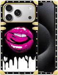 for iPhone 17 Pro Max Case Luxury Golden Decoration for Girl Women Soft TPU Shockproof Protective Hard PC Back for iPhone 17 Pro Max Crazy Pattern Black White Red Slap Sexy