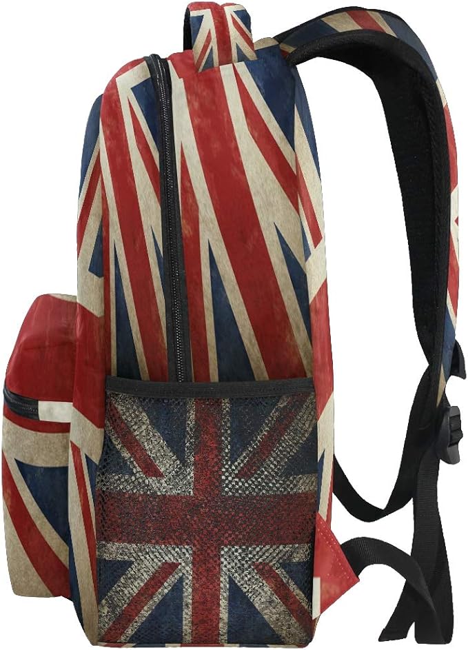 Backpacks UK British Flag School Bag Student Bookbag Adjustable Shoulder Bags Laptop Rucksack Travel Hiking Camping Daypack for Teens Girls Boys Women Men