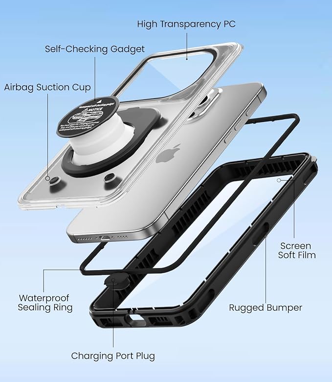 WIFORT Waterproof Phone Case with Lanyard, Underwater Phone Cases for Snorkeling/Diving/Swimming/Filming, IP68 Water Proof Touchscreen Case for All Cell Phones: iPhone/Samsung/Moto/Pixel - Black