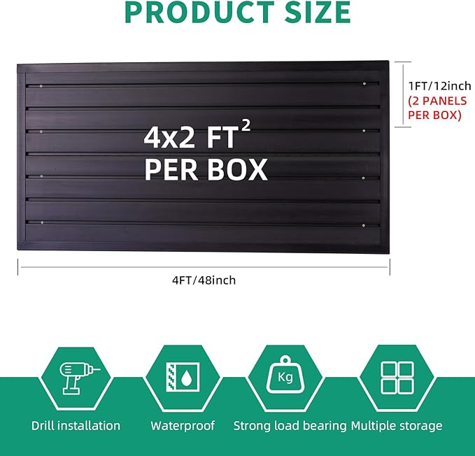 FRAYSCENT Slat Wall Paneling Garage Slat Wall Storage Systems Slatwall Panels Power Tool Organizer Wall Mount, PVC Garage Storage & Organization Products Slate Board (Black, 4ft x 2ft)