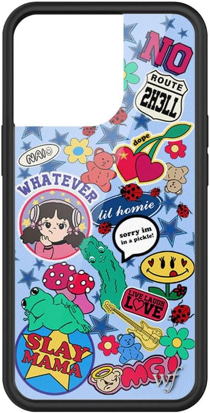 Wildflower Cases - Compatible with iPhone 13 Pro | Protective Black Bumper, 6.5ft Drop Test Certified, Women Owned Small Business | Blue, Cartoon, Red, Stickers, Stars | Collab - Nailea