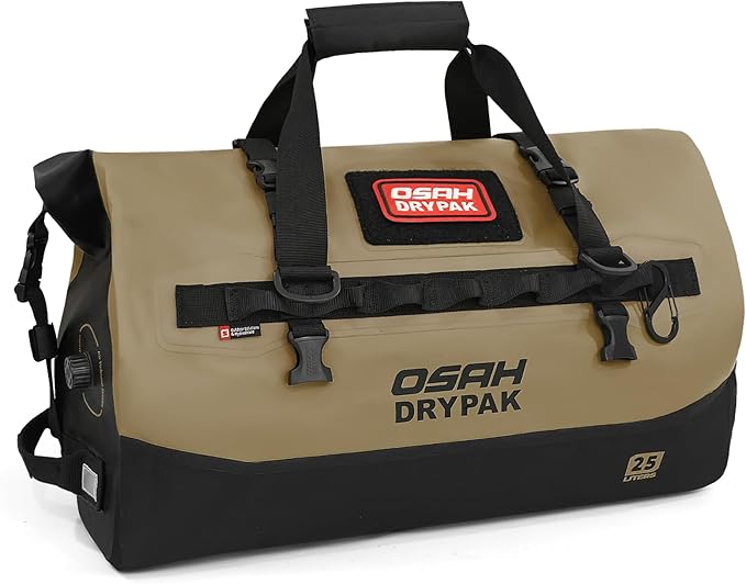 OSAH DRYPAK Waterproof Duffel Bag 25L/40L/60L – Heavy-Duty Motorcycle Tail Bag, Roll-Top Dry Bag for Travel, Camping, Boating, Kayaking, Outdoor Adventure
