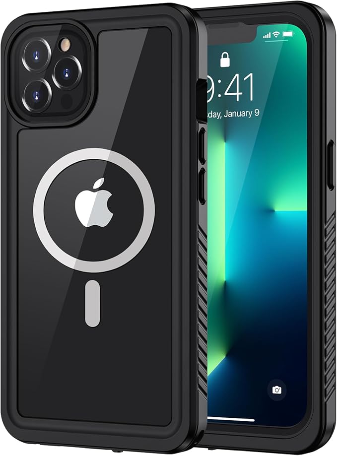 Lanhiem Magnetic for iPhone 13 Pro Case, Waterproof Dustproof Cover [Built in Screen Protector] [Compatible with MagSafe], Full Body Heavy Duty Phone Case for iPhone 13 Pro - 6.1” (Black)