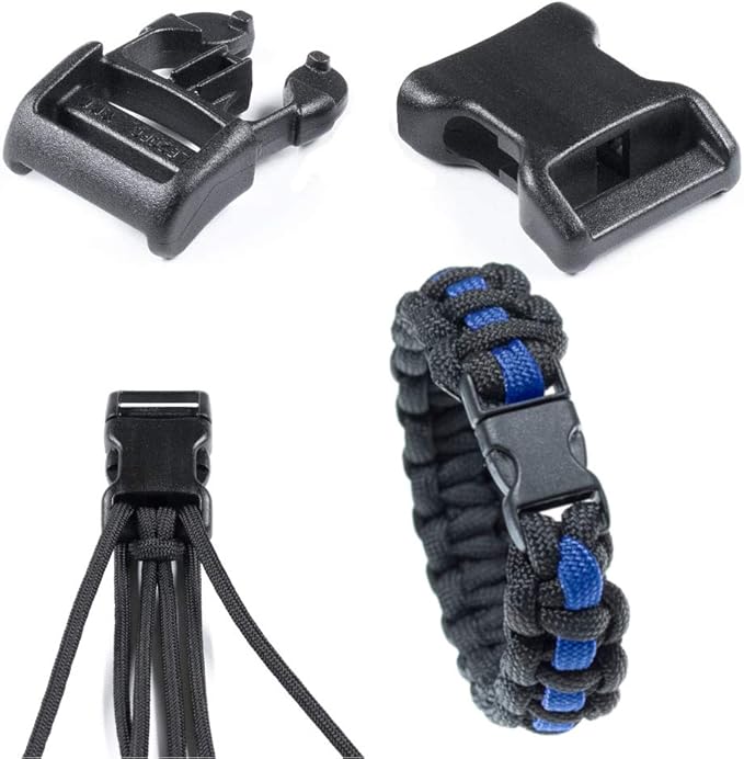 Black Plastic Side Release Buckles for Paracord Bracelets (3/4 Inch, 25 Pack)