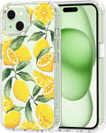MOSNOVO Case for iPhone 15, [Buffertech 6.6ft Military-Grade Drop Protection] [Anti Peel Off Tech] Clear TPU Bumper Phone Case Cover Design - Lemon