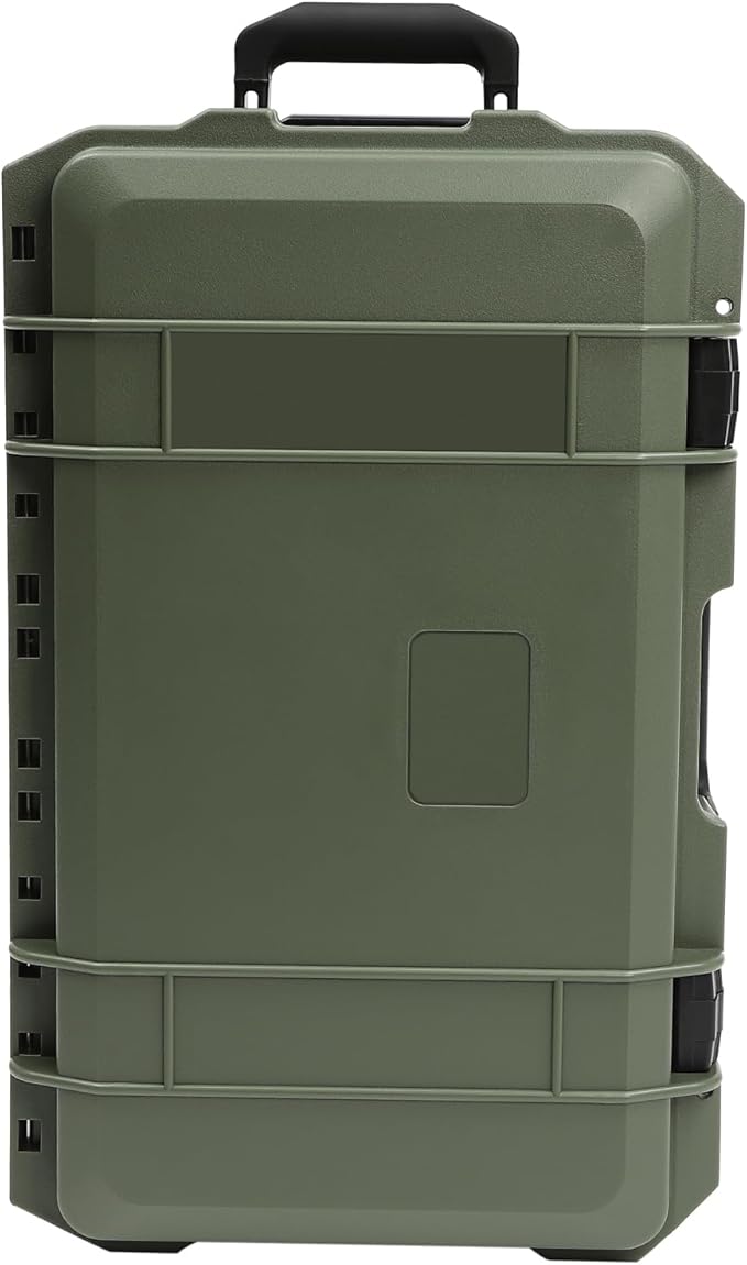 22" Weatherproof Hard Case Rolling Waterproof Case Dry Box with Foam Protective Cases Shockproof Hard Travel Cases For Cameras Lenses Electronic Equipment (Green)