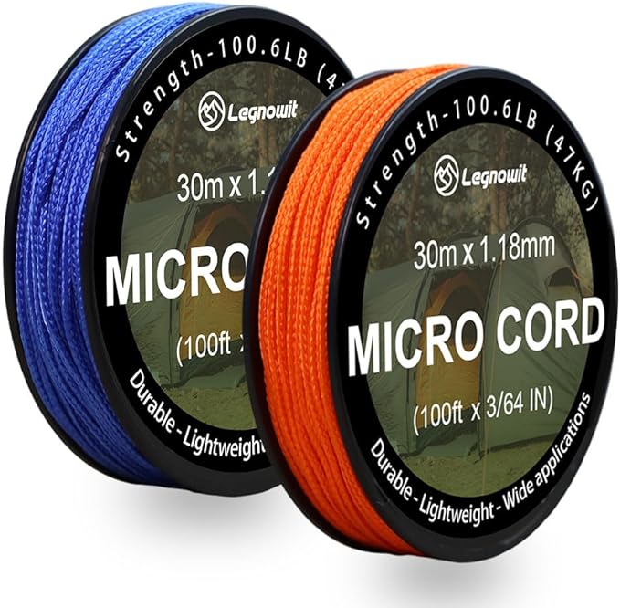 Micro Paracord, 1.18mm x 100ft Thin Mini Utility Braided Small Paracord for Crafting, DIY Project, Camping and More