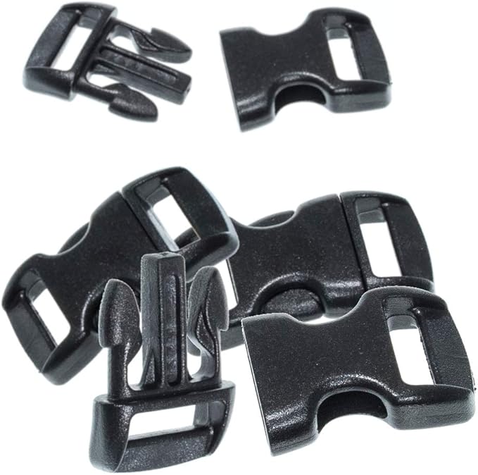 Black Plastic Side Release Buckles for Paracord Bracelets (3/8 Inch, 120 Pack)