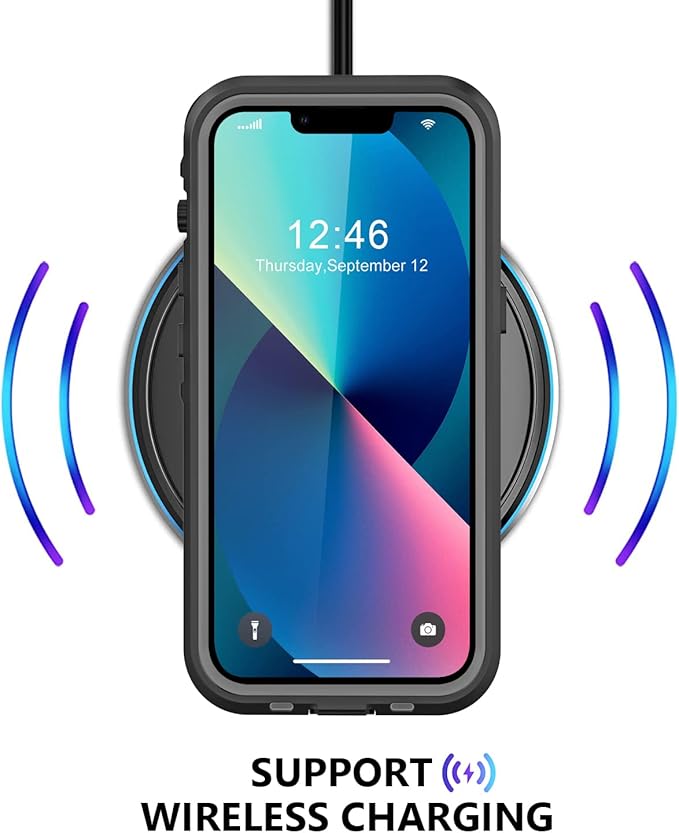 Protebox for iPhone 13 Waterproof Case with Built-in Screen Protector, Shockproof Dustproof Full Body Protective IP68 Waterproof Phone Case for iPhone 13 6.1 inch (Black/Clear)