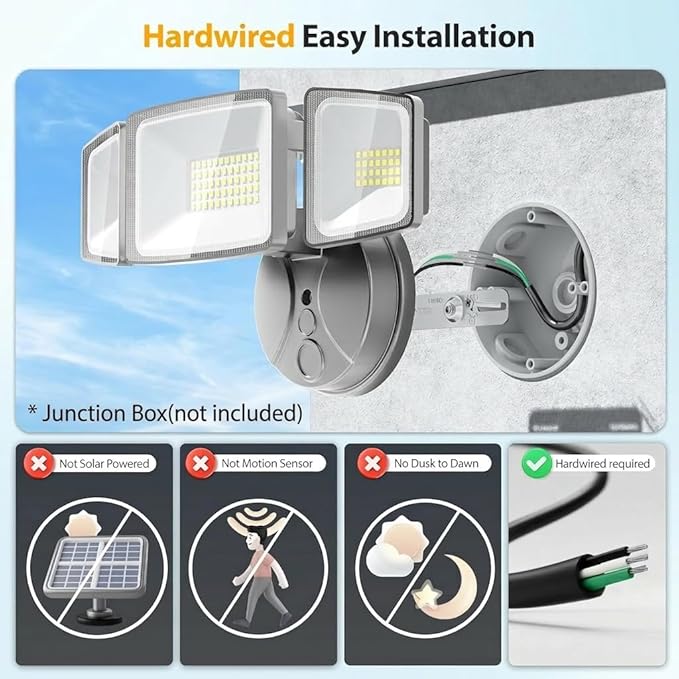 Onforu 75W LED Security Light, 7000LM Brightness Outdoor Flood Light Fixture Switch Controlled, IP65 Waterproof, 6500K White Wall Mount Exterior Security Floodlight for Eave, Yard, Garage, Porch