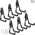 HUPBIPY Heavy Duty Garage Hooks 6 Pack, 2.8 inch Small U Shaped Hanger, Wall Mounted Storage System, Power and Garden Tool Organizer, for Hanging Ladders, Hose, Bulk Items and More