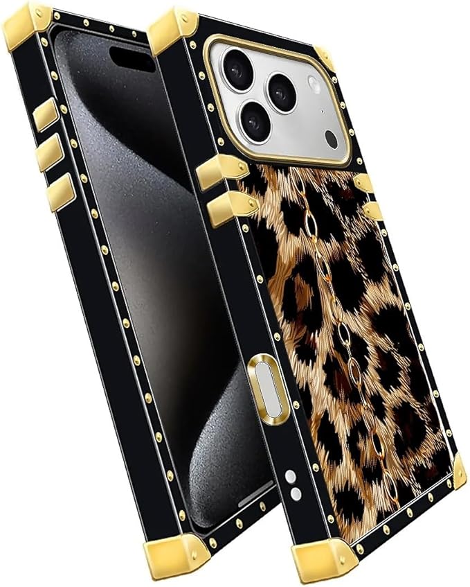 for iPhone 17 Pro Case Luxury Golden Decoration for Girl Women Soft TPU Shockproof Protective Hard PC Back for iPhone 17 Pro Crazy Pattern Seamless Gold Chain Leopard