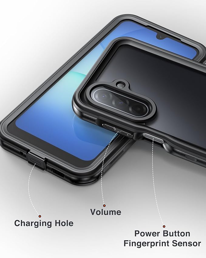 Lanhiem for Samsung Galaxy A17 5G Phone Case, IP68 Waterproof Dustproof, Built-in Screen Protector, Rugged Full Body Shockproof Protective Cover for Samsung A17 5G / 4G 6.7", Black/Clear