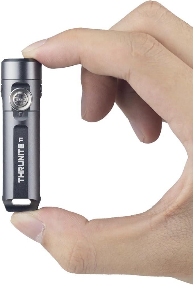ThruNite Ti Mini Keychain Flashlight, USB-C Rechargeable EDC Pocket Light, Bright 650 Lumens Small Keychain Gadget for Camping, Everyday Carry, Indoor Outdoor Use (Grey Cool White)