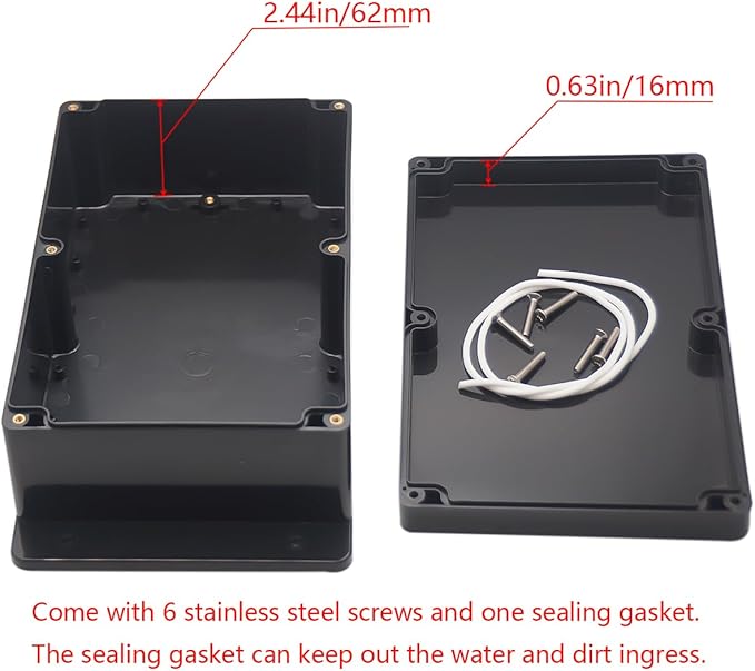 Project Box ABS Black Electrical Boxes IP65 Outdoor Waterproof Box Electronic Junction Box Fixed Ear Power Enclosure with Cable Glands for DIY Project 9.06 x 5.91 x 3.35 inch (230x150x87mm)