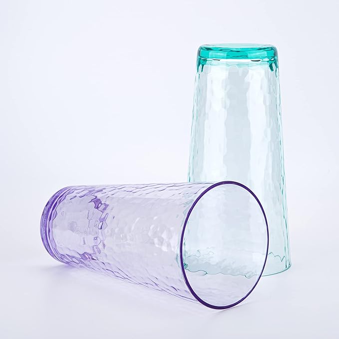 26-ounce Acrylic Highball Glasses Plastic Tumbler Larger Drinking Glasses, set of 6 Multicolor