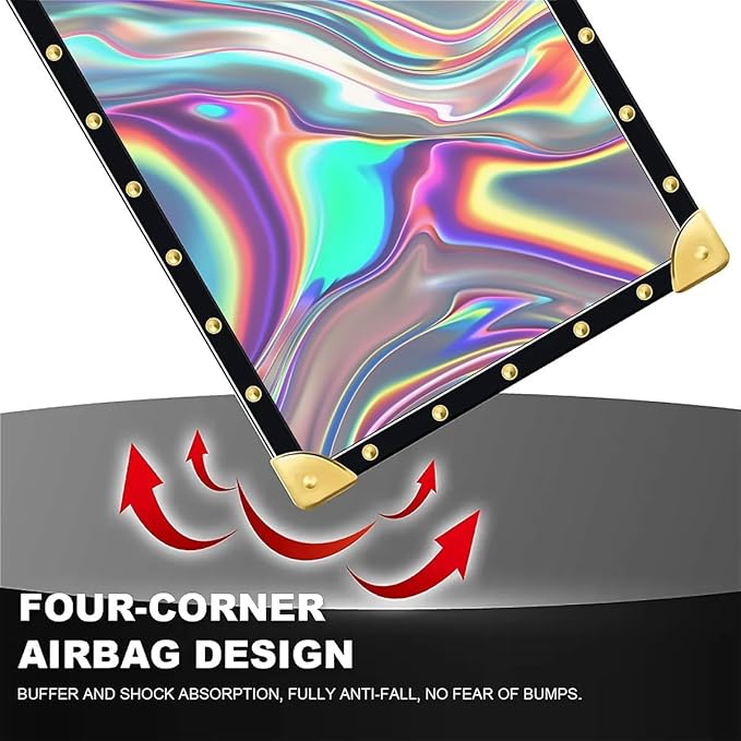 for iPhone 17 Case Luxury Golden Decoration for Girl Women Soft TPU Shockproof Protective Hard PC Back for iPhone 17 Crazy Pattern Holographic Abstract Iridescent Textures