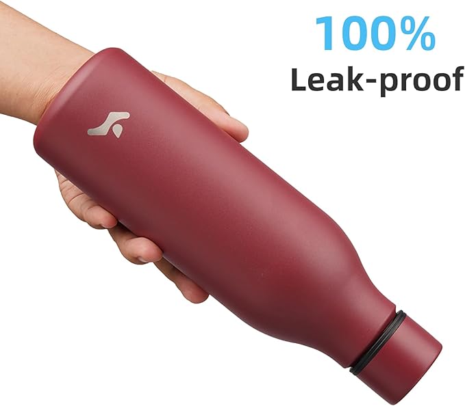 Konokyo Insulated Water Bottle with Strap,18 oz Double Wall Stainless Steel Vacuum Bottles Metal Water Flask,Brick Red