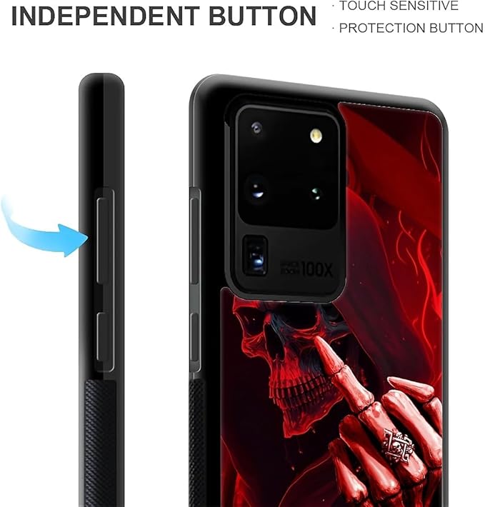 for Samsung Galaxy S20 Ultra Case, Gestures Funny Skull Pattern Graphic Design Girl Boy Soft Silicone Hard Acrylic Shock Protection for Samsung Galaxy S20 Ultra