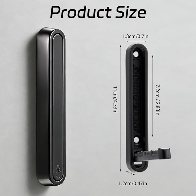 Dntorx 2 Pcs Extended Folding Coat Hooks Wall Mounted, 4.33 in Black Foldable Wall Hooks Heavy Duty Valet RV Hooks Bathroom Towel Hooks Robe Hooks for Hanging Towels Clothes Coat Hat Bags