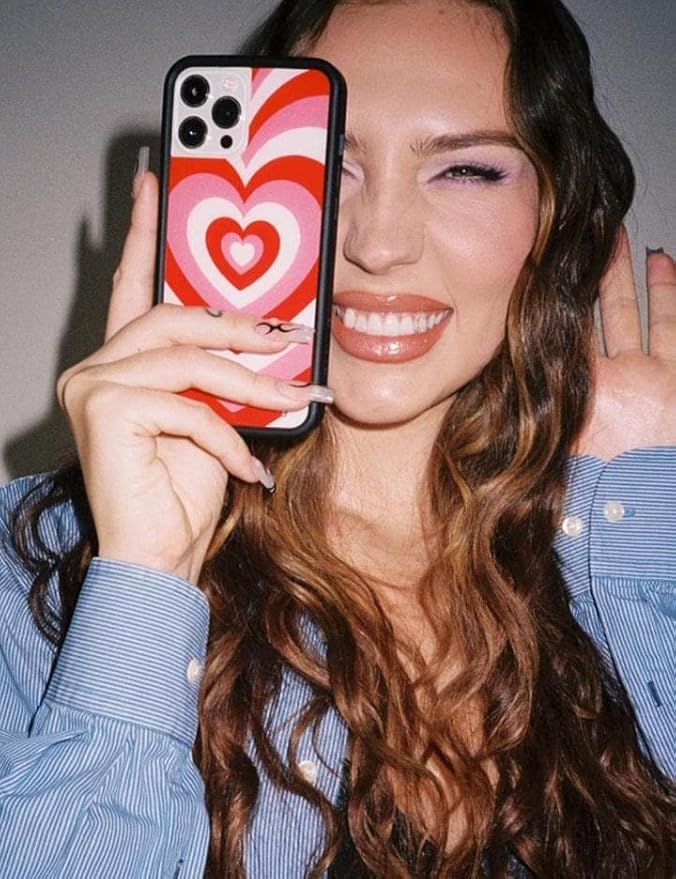 Wildflower Cases - Compatible with iPhone 13 Pro | Protective Black Bumper, 6.5ft Drop Test Certified, Women Owned Small Business | Ombre, Pink, Heart, Trendy, Cute | Peppermint Latte Love Case