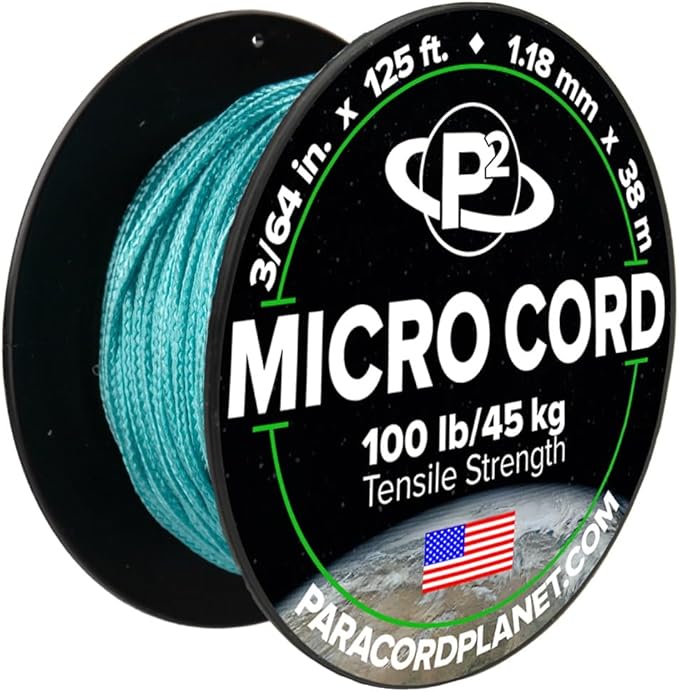 Paracord Planet Micro Paracord – Thin Braided Cord for Crafting, Fishing, and DIY Projects in 125 ft Spools – Turquoise