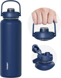 TOURIT 40 oz Insulated Water Bottle, Stainless Steel Sports Water Bottles With Top Handle, Double-Wall Travel Thermal Water Flask, BPA Free Leakproof Water Bottle for Sports, Midnight Blue