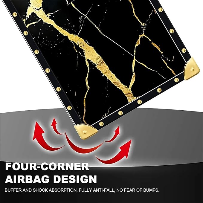 for iPhone 17 Case Luxury Golden Decoration for Girl Women Soft TPU Shockproof Protective Hard PC Back for iPhone 17 Crazy Pattern Black Gold Marble Nature
