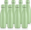 Volhoply 17oz Stainless Steel Water Bottles Bulk, Leakproof Insulated Metal Water Bottle for Sports, Travel, Adult, Available in Packs of 1, 4, or 8（Green,8 Pack）
