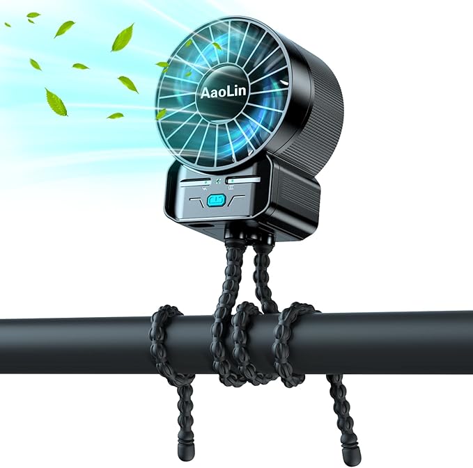 multifunctional USB rechargeable portable stroller small fan 4 speed 6600rpm high speed mini small handheld cooling fan extended flexible tripod for desktop wrap crib bike treadmill car kids gift
