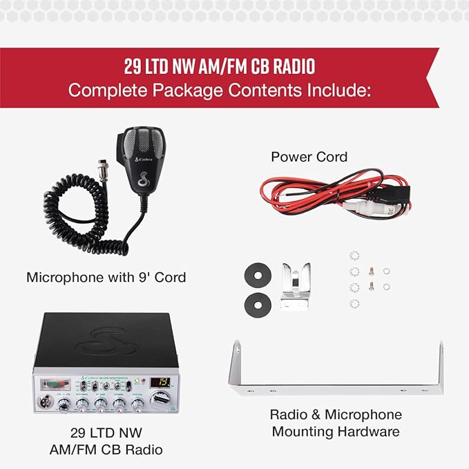 Cobra 29 NW Professional CB Radio & Cobra HGA1500 42 Inch Magnetic Mount CB Antenna: Dual Mode AM/FM Emergency Radio, 40 Channels, NightWatch Illuminated Display, Long-Range Antenna for Clear Signal