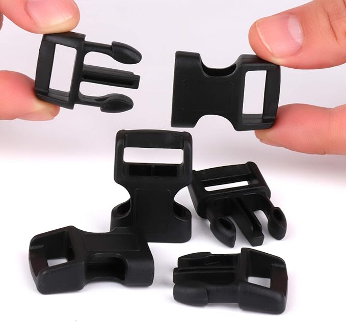 5/8" Black Plastic Side Release Buckle Curved Quick Release for DIY Bracelets, Backpacks, Dog Collars & Tactical Gear