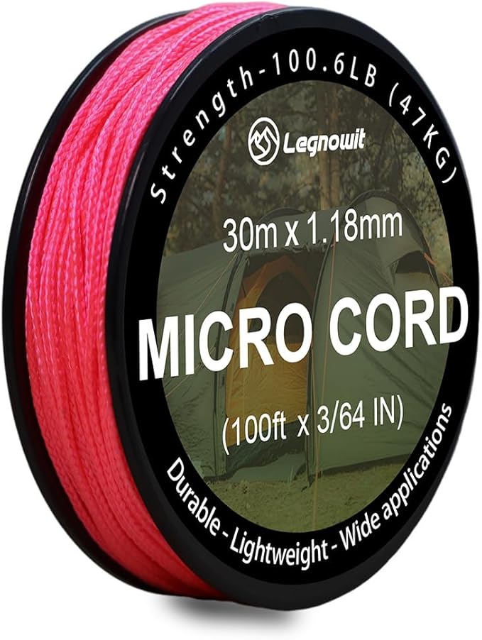 Micro Paracord, 1.18mm x 100ft Thin Mini Utility Braided Small Paracord for Crafting, DIY Project, Camping and More