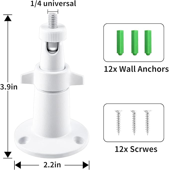 Security Camera Universal Mounting Bracket,Adjustable Indoor/Outdoor Security Wall Metal Bracket, Compatible with Arlo Pro/Pro 2/Pro 3/Pro 4/Ultra/Ultra 2, & with Ring Stick Up Cam Battery (2 Pack)