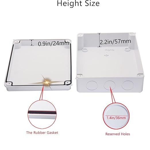 Junction Box Dustproof Waterproof IP65 ABS Plastic Electrical Boxes, Indoor & Outdoor Electrical Power Cord Enclosure Universal Project Box DIY Case White 10 x 7.9 x 3.1 inch (255x200x80mm)