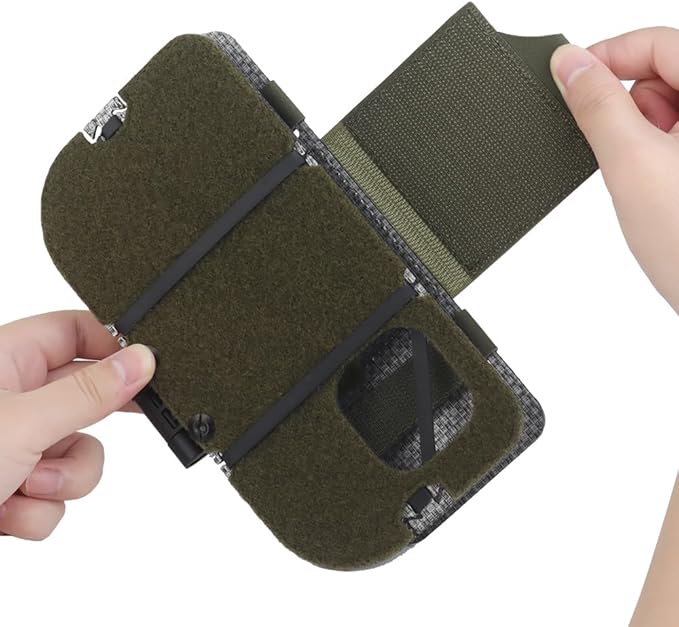 Airsoft Plate Carrier Accessory Molle Phone Mount Outdoor Lightweight Navigation Board for 15Pro, Wide Angle Foldable Phone Holder Chest Rig Hovering Tactical Vest Mount