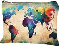 Trendy World Map Canvas Pouch - Spacious Zippered Cosmetic Bag for Travel, Makeup & More - Durable, Multifunctional Coin Purse (F0189)