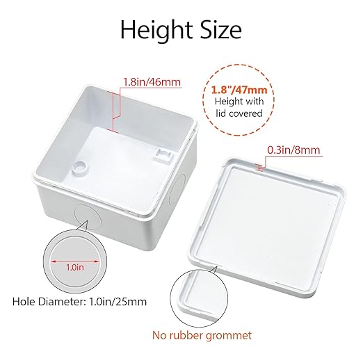 LeMotech Junction Box, Electrical Box IP65 Water Resistant Dustproof ABS Plastic Project Enclosure for Electronics White 3.1 x 3.1 x 1.9 inch