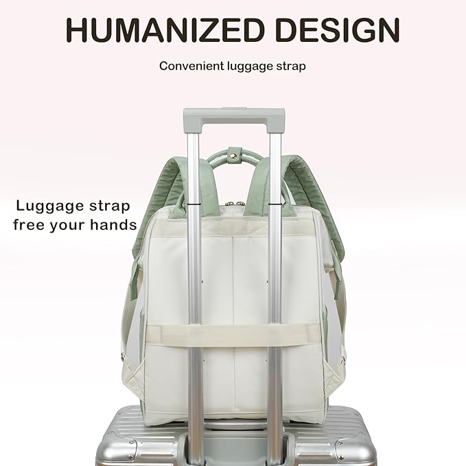 KROSER Laptop Backpack 17" Stylish Backpack Water Repellent College Casual Daypack Travel Business Work Bag for Men/Women-Beige/Light Green