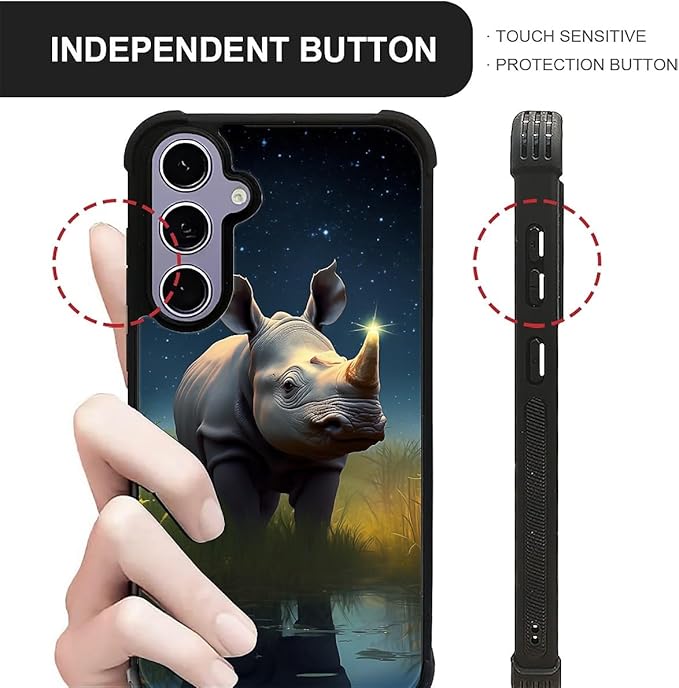 for Samsung Galaxy S24 S25 Case, Rhino Water Marshes Pattern Graphic Design Girl Boy Soft Silicone Hard Acrylic Shock Protection for Samsung Galaxy S24 S25