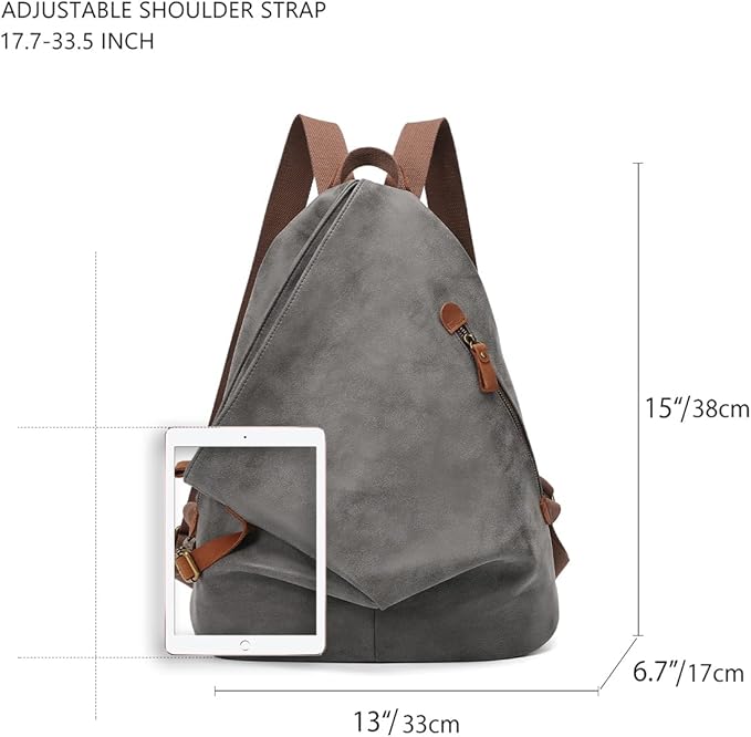 KL928 PU Leather Vintage Backpack – Large Casual Daypack Outdoor Travel Rucksack Hiking Backpacks for Men Women