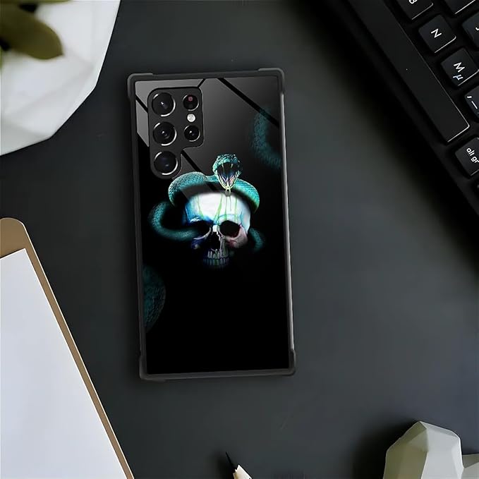 for Samsung Galaxy S22 Ultra Case, Skeleton Winding Snake Pattern Graphic Design Girl Boy Soft Silicone Hard Acrylic Shock Protection for Samsung Galaxy S22 Ultra