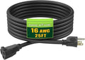 Indoor Outdoor Extension Cord 25 FT, 16/3 SJTW Weatherproof Black Electrical Cords, 13 AMP Heavy Duty 3 Prong Power Cable Great for Garden, Landscaping & Holiday Decorations