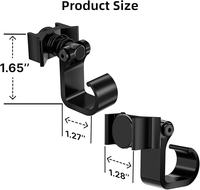 4 Pack L Track Hooks with Single Stud Fitting, Spring-Loaded Adjustable Gear Hook, Aluminum L Track Accessories for Trailer, Truck, Garage, Tie Down System, 100LBS Max Load Capacity – Black