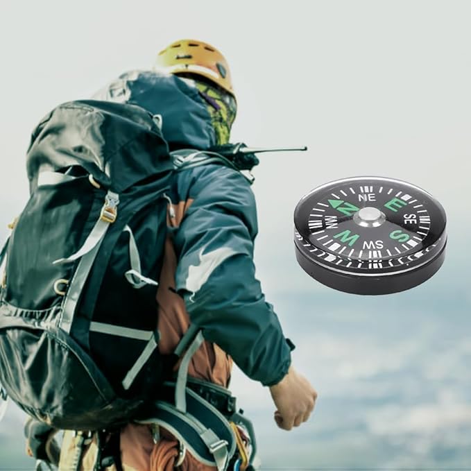 5 Pack Mini Pocket Compass 25mm – Survival Button Compass for Hiking, Camping, Boating & Outdoor Activities, Small Backpacking Navigation Tool for Paracord, Watch Band & Teens Adventure Gear