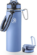 GOSWAG Insulated Sports Water Bottle, 24oz 2 Lids(with Straw/No Straw), Stainless Steel Water Bottles with Paracord Handle, Insulated Bottle with Double-Wall Vacuum Insulation