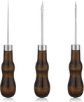 ZXIIXZ 3 Pcs Sewing Awl, Leather Scratch Hollow Hook Awl Tool Kit, Awl Tool Sewing Supplies with Gourd Shape Wooden Handle for DIY Leather Sewing Stitching Bookbinding Punching Repairing Craft