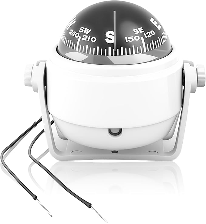 Boat Compass with Magnetic Declination Adjustment, Pivoting Marine Compass Multifunction Digital Navigation Dashboard LED Illumination & Backlight for Marine Boat Truck Car